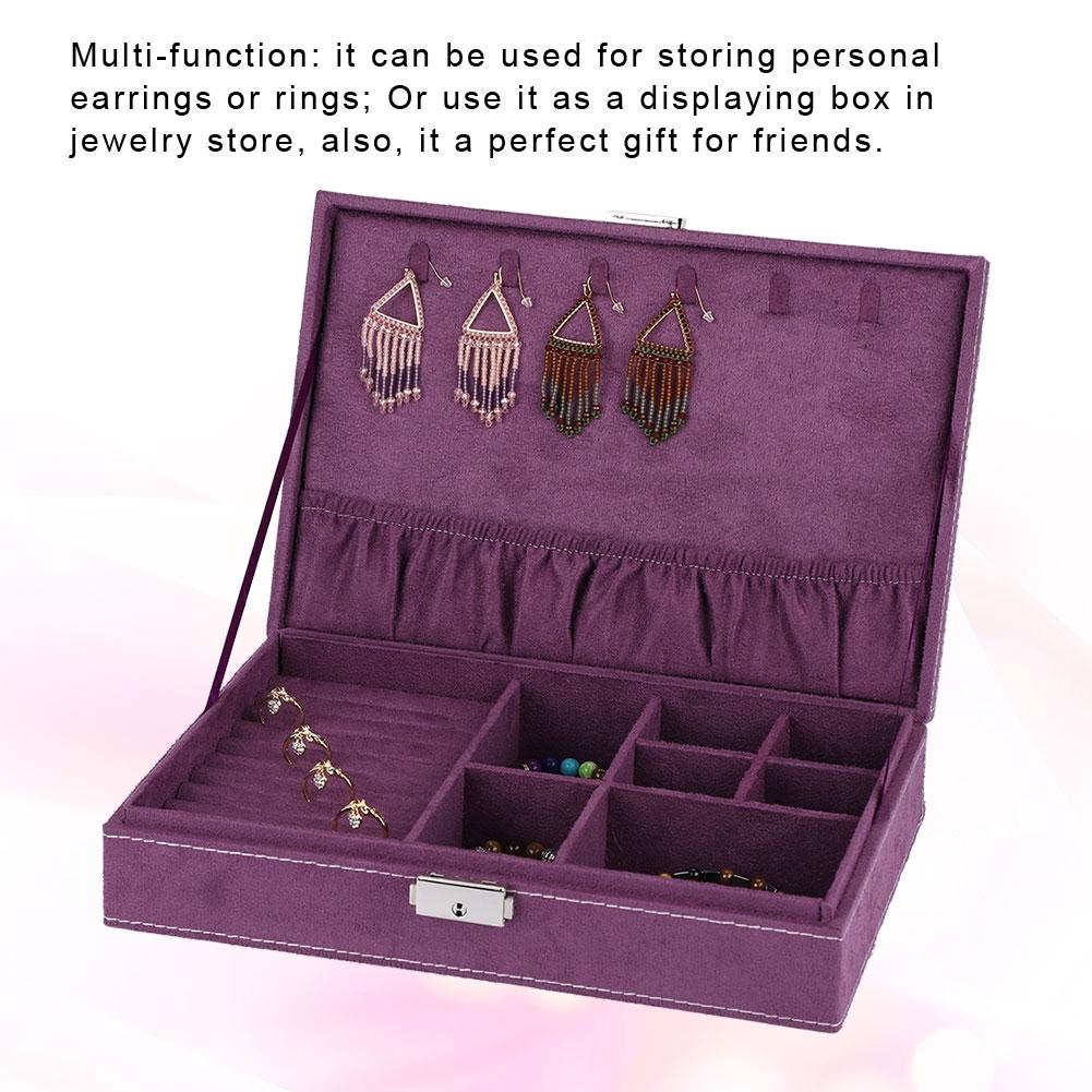 High Capacity Jewelry Earrings Rings Bracelet Necklace Box Organizer Storage (Purple)