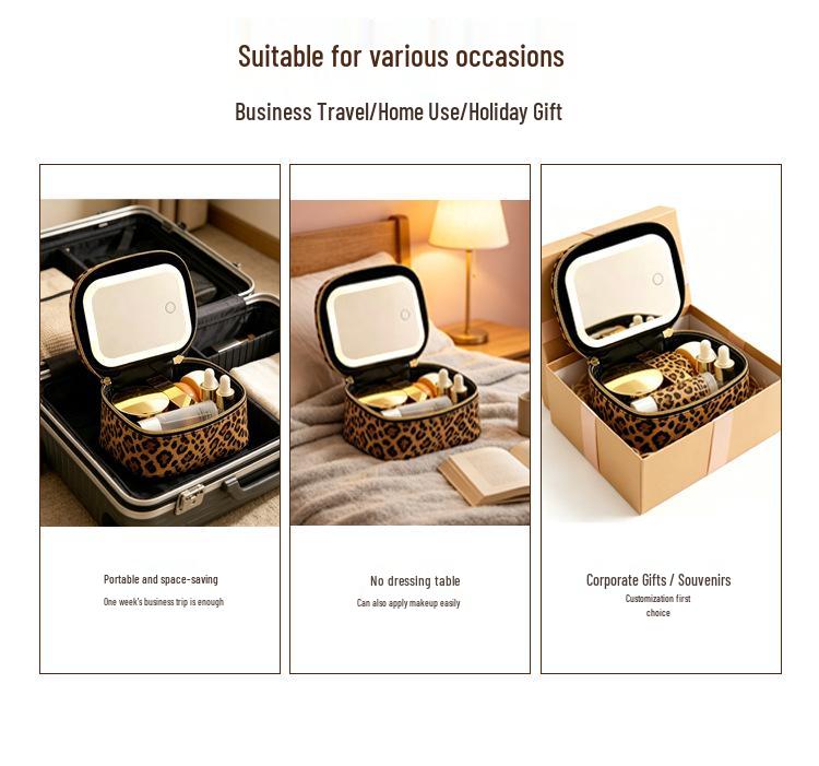 Portable Waterproof LED Mirror Makeup Bag - Mini Travel Beauty Storage