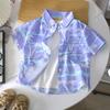Boys' Beach Vacation Style Shirt - Summer Children's Stylish Loose Short-Sleeved Shirt
