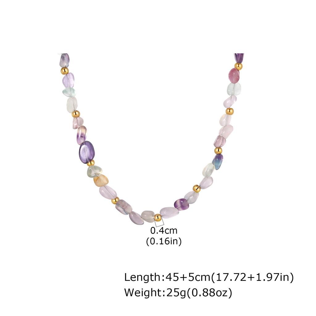 Ladies Elegant Contrast Color Matching Stainless Steel Chain Natural Stone Necklace Plated 18K Gold Jewelry Nc-2547