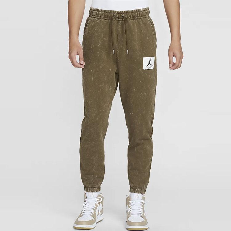 Jordan Solid Color Logo Elastic Waist Drawstring Casual Pants Men Bottoms Khaki DR3090-385