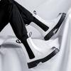 Men Luxury Fashion Chelsea Boots Black White Shoes Stage Nightclub Dress High Top Cowboy Boot Handsome Platform Long Botas Mans