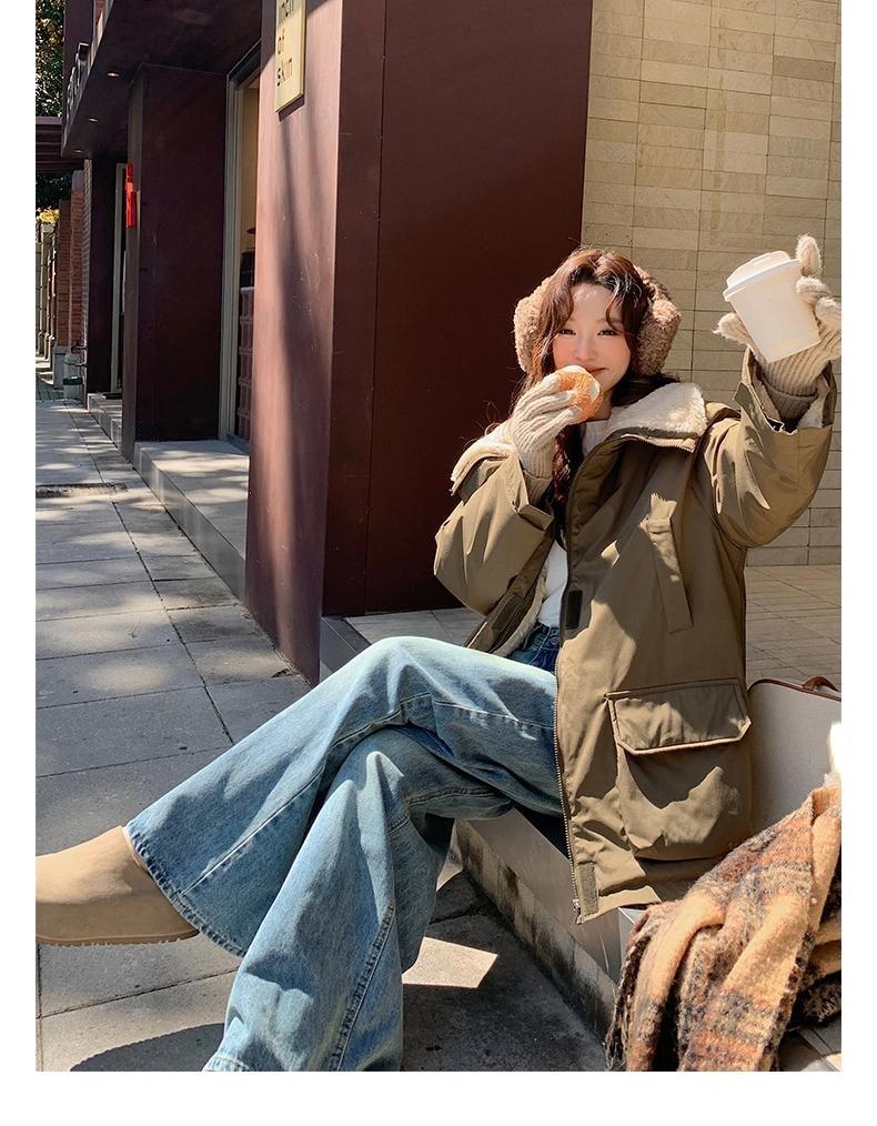 Large Laps Fur-Lined Thickened Workwear Parkas Women's Jacket