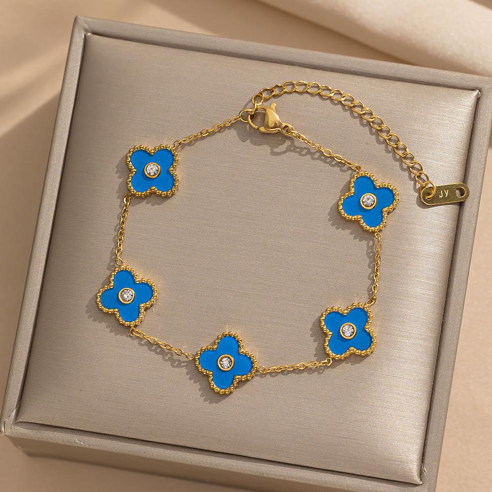 Bracelet trèfle porte-bonheur tendance, léger et luxueux, cinq fleurs, bracelet porte-bonheur, bracelet pour femme de haute qualité