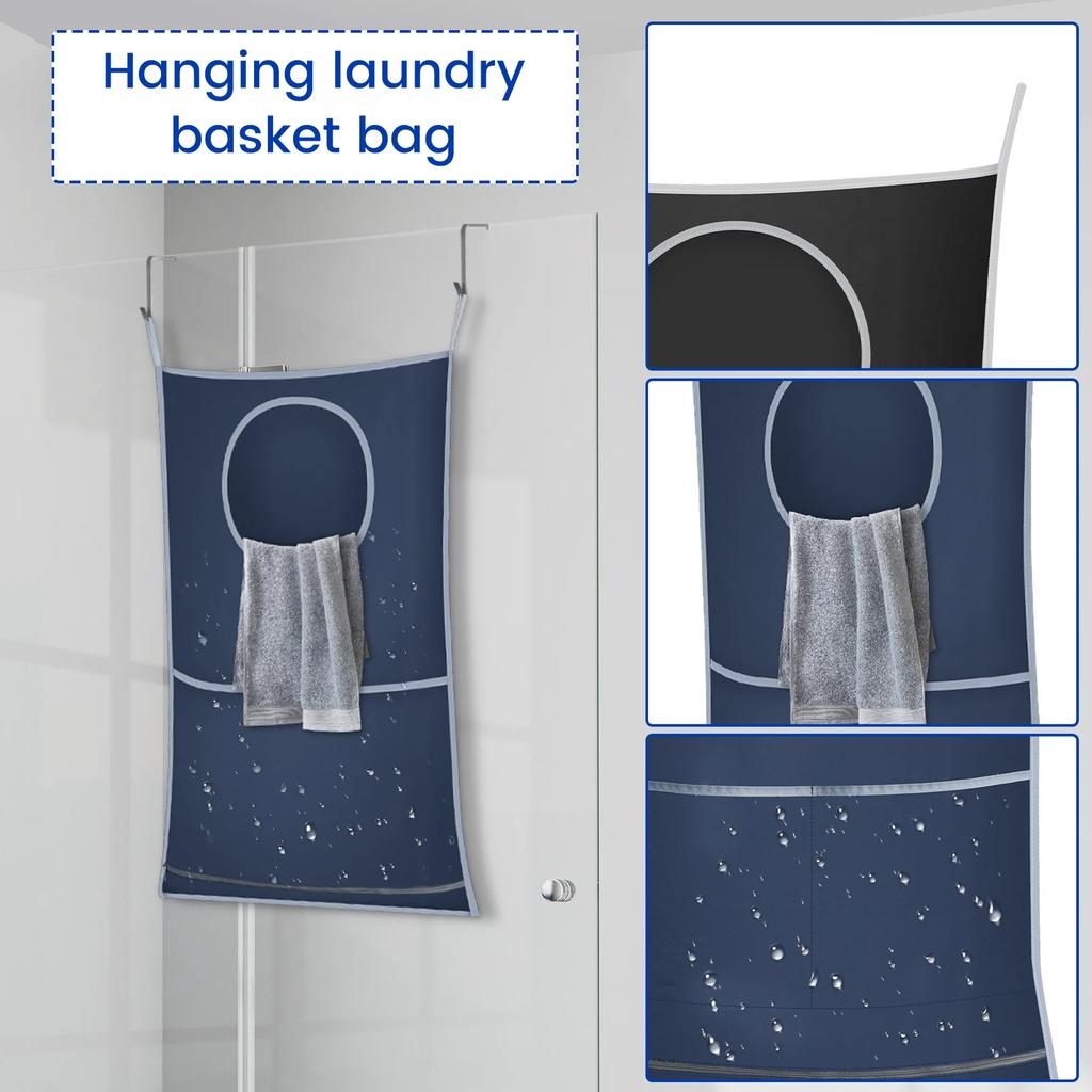 2Pcs Nylon Over Door Hanging Storage Bag with Hooks For Laundry Dirty Clothes Organizers Waterproof Hanging Wall Laundry Bags
