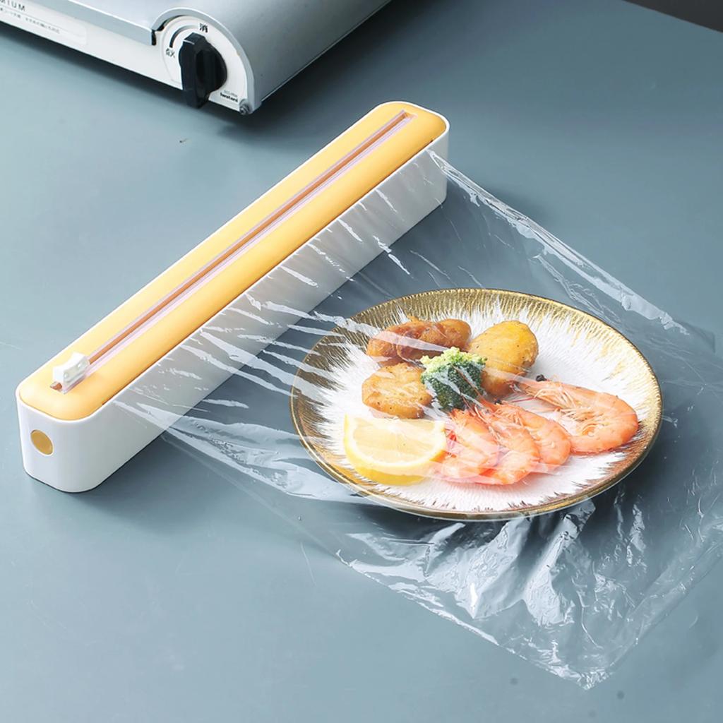 Foil and Plastic Wrap Organizer Refillable Food Cling Film Dispenser Tin Aluminum Foil Dispenser Film Cutter Kitchen Accessories
