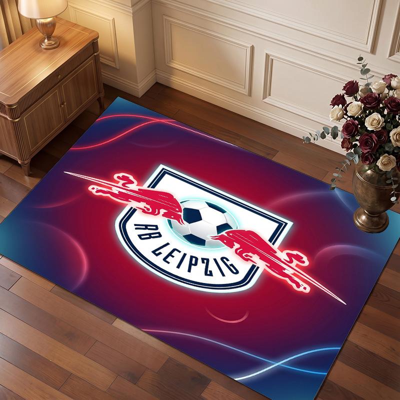 RB Leipzig Football Print Crystal Velvet Rug, Comfortable Water Absorbent Non Slip Indoor Floor Carpet