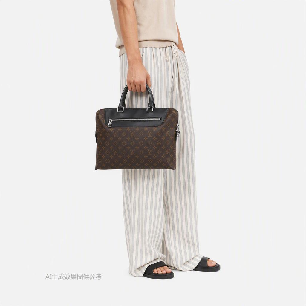 [Pre-Owned] Document Holder Day Commute Shoulder Strap Cowhide Briefcase Laptop Bag Large - Good #1XU28M1