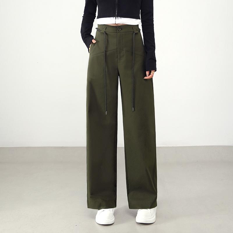 2026 Spring Women s High-Waisted Wide-Leg Pants with Double Waistband and Zipper Fly 29