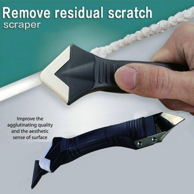 3 In 1 Sealant Angle Scraper Spatula Silicone Grout Caulk Floor Seam Glass Glue Remover Home Removal Tool Kit