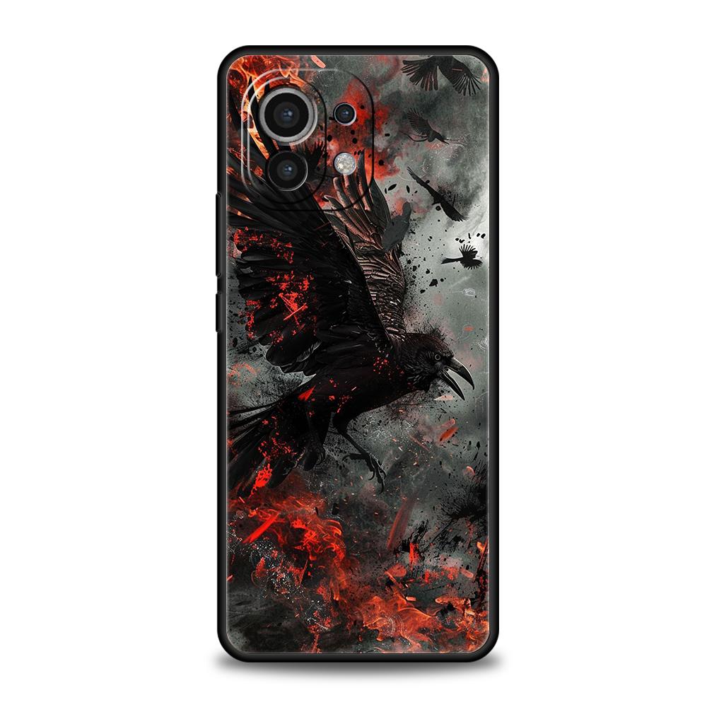 

Чехол для телефона для Xiaomi Poco F7 F6 F5 F4 F3 X7 X6 X5 X4 X3 NFC M4 C51 C55 GT Pro 5G Мягкий ТПУ Fundas Черный Ворон Fundas Capas Poco X4 GT