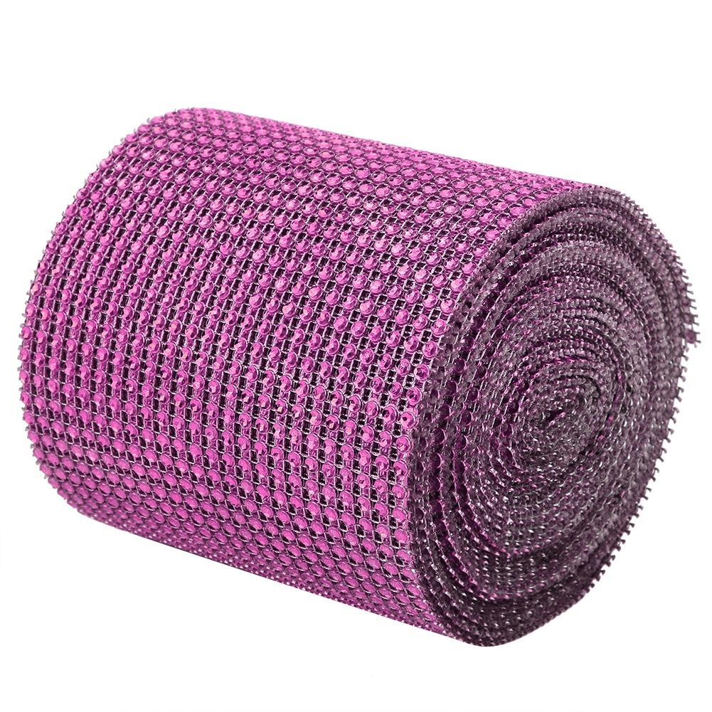 9m 24 Rows Electroplating Plastic Artificial Rhinestone Ribbon Mesh Wedding Clothing