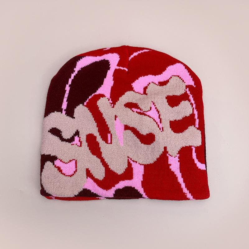 New American Contrasting Letter Jacquard Knitted Hat for Men and Women Warm Hip-hop Skateboard Personalized Pullover Hat