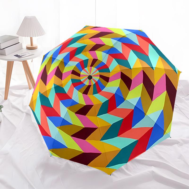 1pc Colorful Spiral Automatic Folding Umbrella - Portable Collapsible Design, 8-Rib Iron Frame, Playful Design yy251215223