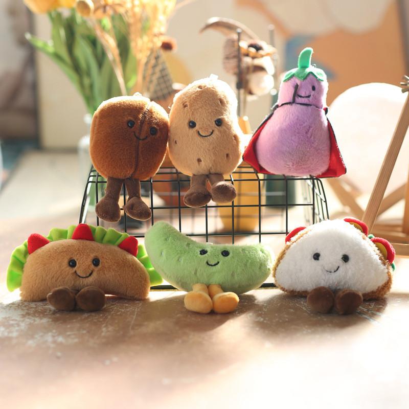 Adorable Cute Sandwich Plush Toy Keychain Hamburger Eggplant Doll Accessory