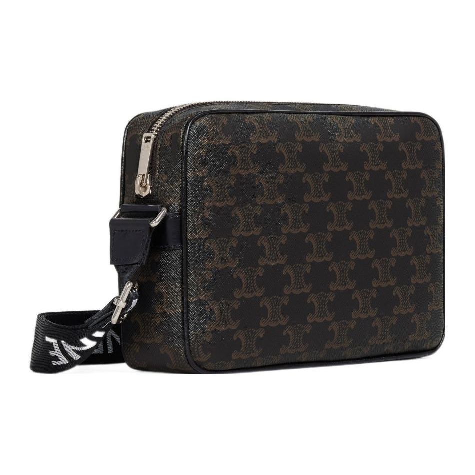Celine Triomphe Monogram Reißverschluss Kamera Tasche Herren Umhängetasche Schwarz 197202DND-38OS
