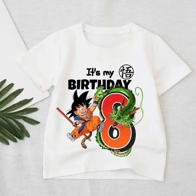 Dragon Ball T-shirt Boys Number Clothes Fashion Goku Anime Figure Print Clothing Tops Kids Summer Breathable Tops Birthday Gift