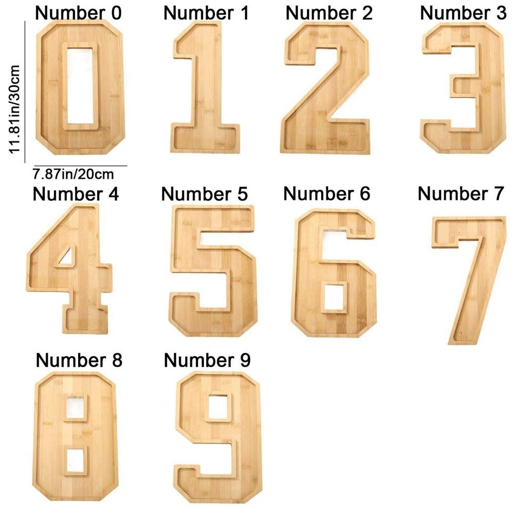 Fillable Wooden Number Charcuterie Board Decorative Food Platter Serving Trays  for Home