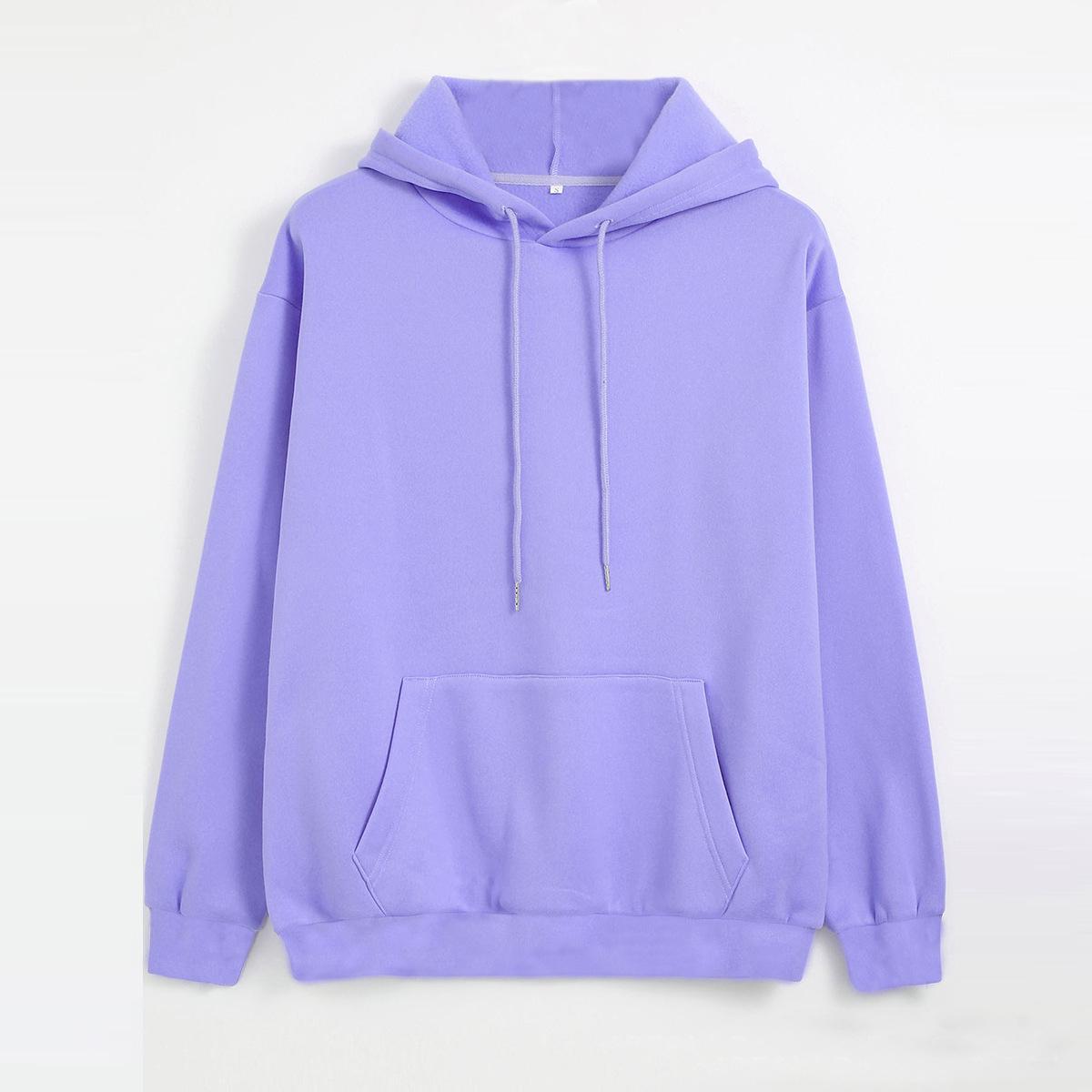 

European Code Light Board Sweater Men s and Women s Solid Color Sweater Printing Loose Casual Hoodie Sports 3XL світло-фіолетового кольору