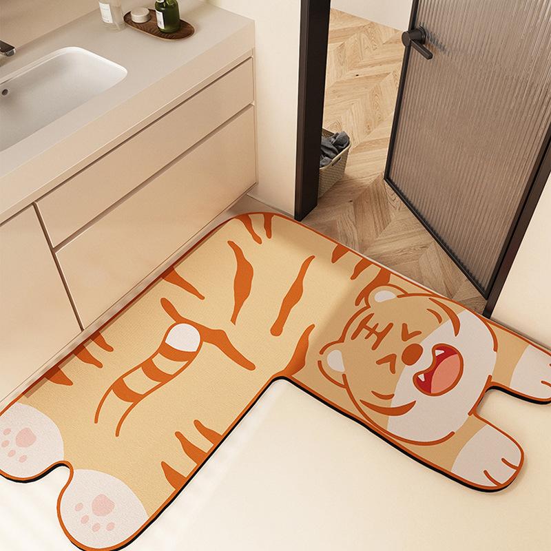 Diatom Mud Cartoon Kitchen Mat, Water Absorption, Non-Slip And Quick-Drying, Special-Shaped Floor Mat, Wear-Resistant And Dirt-Resistant, Easy To Take