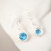 Vintage Swiss Blue Topaz Gemstone 925 Stamped Silver Jewelry Drop Earrings1.68" CE-15-9
