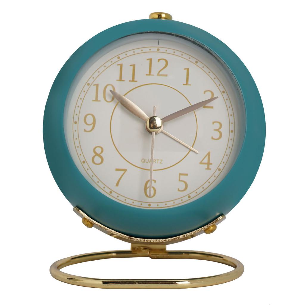 European Style Metal Clock Ingenious Mute Round Children Electronic Quartz Alarm Clock for Living