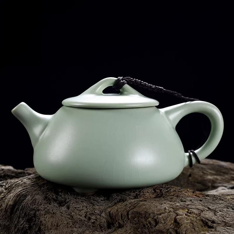 Green Ceramic Teapot Ru Kiln Can Pass Through Follicular Teapot Chinese Style Household Xishi Teapot Shipiao Kettle