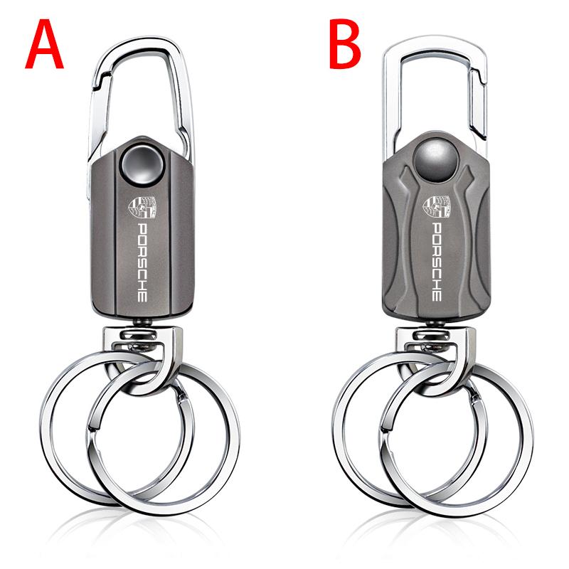 

1Pcs Metal Car Keychain Can Key Rings Accessories For Porsche Panamera Taycan 911 718 Macan Cayenne Boxster Cayman 918 Pajun Type A