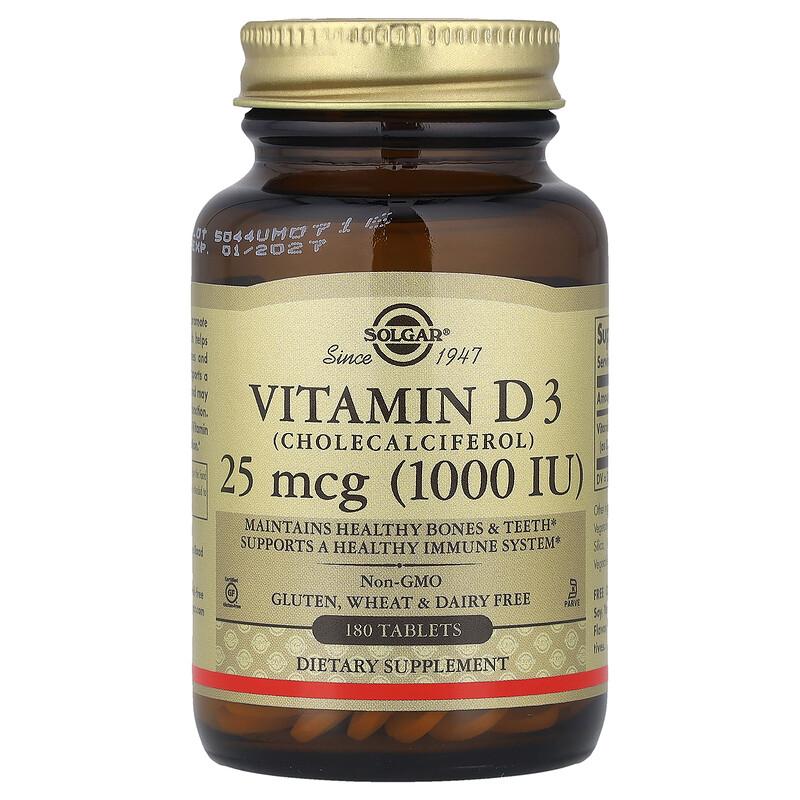 Vitamin D3, 25 Mcg (1,000 IU), 180 Tablets