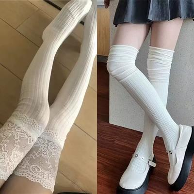 Sexy Kousen Vetersluiting Lange Kniesokken Dames Over de Knie Dijhoge Kousen Mode Dames Meisjes Warme Sexy Mix Panty Zwart Wit