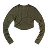 Keuluchi Symbol Crop Long-Sleeved T-Shirt (Olive) Womens