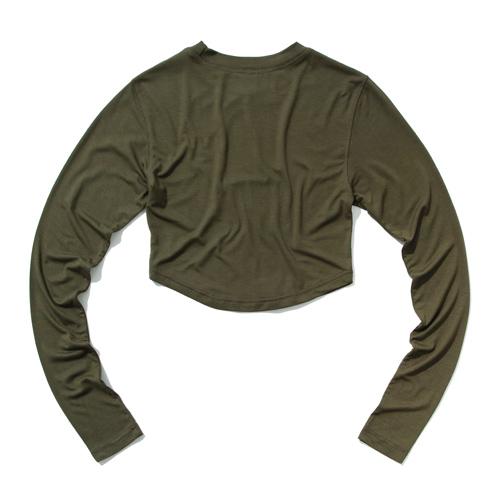 Keuluchi Symbol Crop Long-Sleeved T-Shirt (Olive) Womens