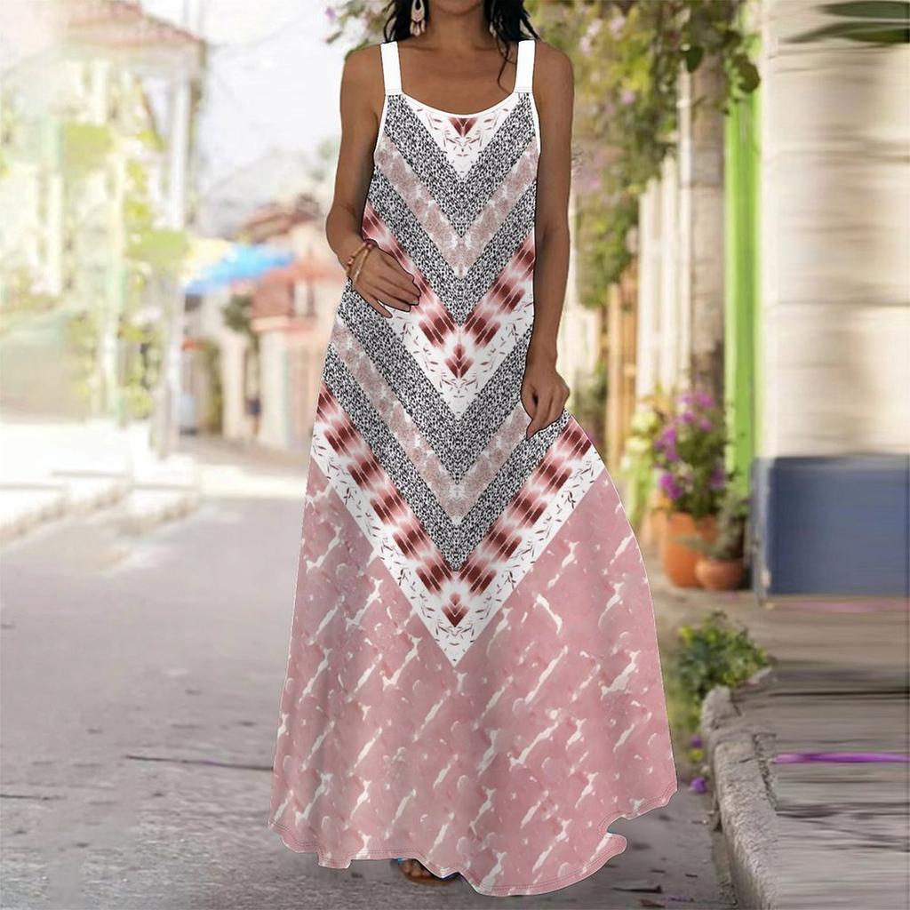 Women's Slip Dress Maxi Long Dress Datura Print Stitching Print Dress Spring & Summer Leisure Vacation