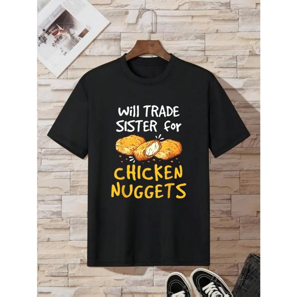 Cotton Breathable Children s T-shirt New Trendy and Fun Chicken Block Print for Boys and Girls Summer Casual Parent-child Wear 110