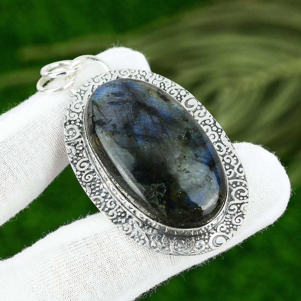 925 Sterling Silver Labradorite Gemstone Sister Artisan Birthday Pendant Jewelry