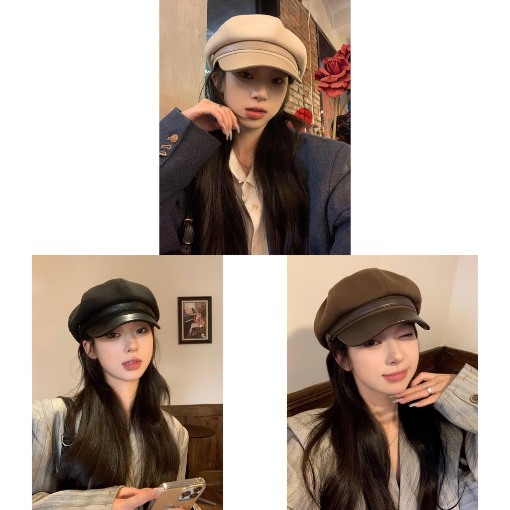 Classic Wool Beret Hat With Short Brim For Winter Fashion And Casual Wear