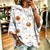 Women's Hoodie with Halloween Print, Loose Fit Casual Pullover Top