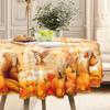 Pastoraler Herbst-Tischdecke, Kürbis, Eichhörnchen, Herbstlaub-Elemente Erhellen Die Esstisch-Atmosphäre Polyester Rechteckige Tischdecke
