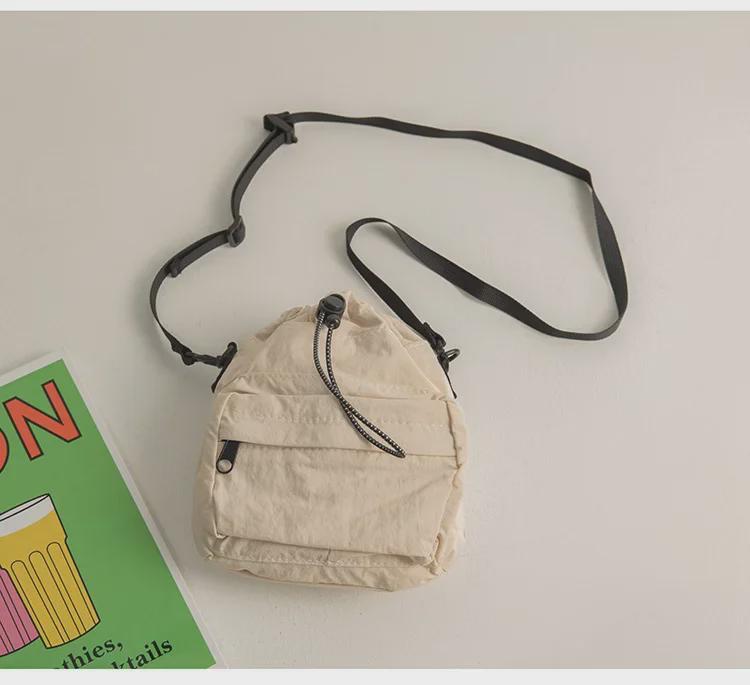 Bolsa Mensageiro de Nylon com Cordão Estilo Coreano 2023 - Bolsa de Ombro de Verão Leve e Versátil para Mulheres