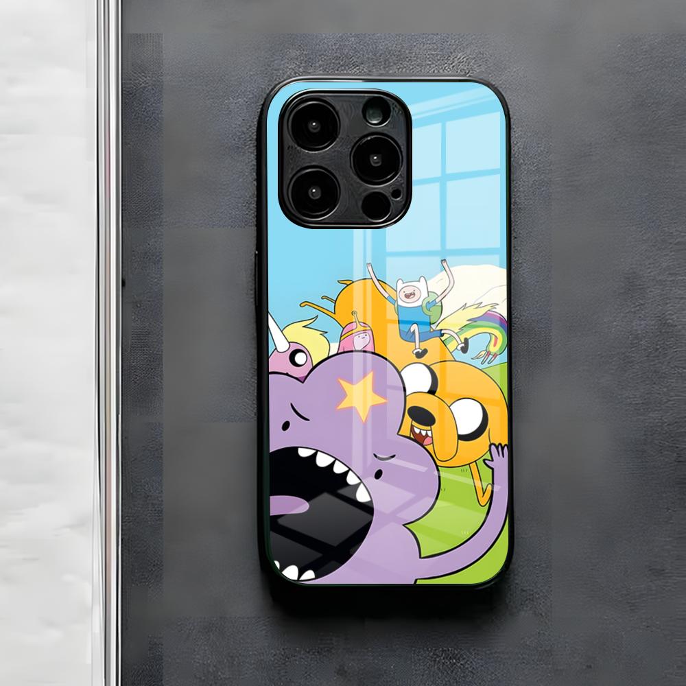 A-AdventureS Cartoon-T-Time-AT Phone Case For IPhone 17 Air 16 E Pro Max 15 14 13 Mini 12 Pro 11 Max Plus Black Glass Cover