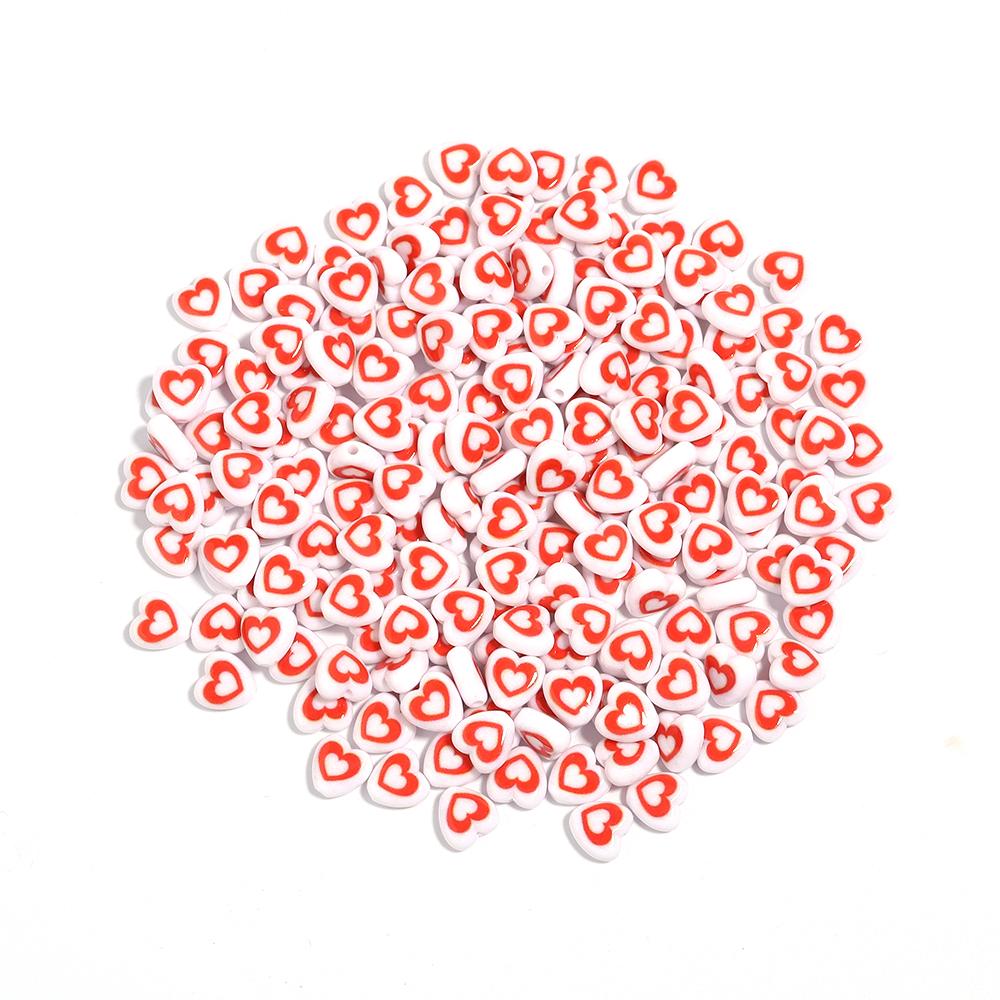 100pcs/lot Acrylic Heart Beads Red Series 8mm Spacer Loose Love Bead for Jewelry Making DIY Necklace Bracelet Accessories