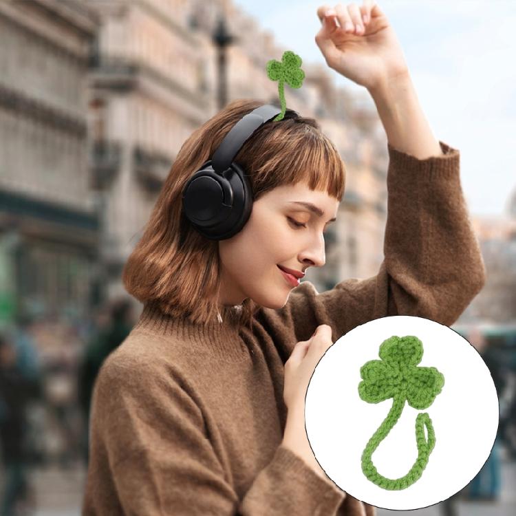 Creative Knitted Crochet Leaf Sprout Data Cable Straps Cute Headphone Accessory
