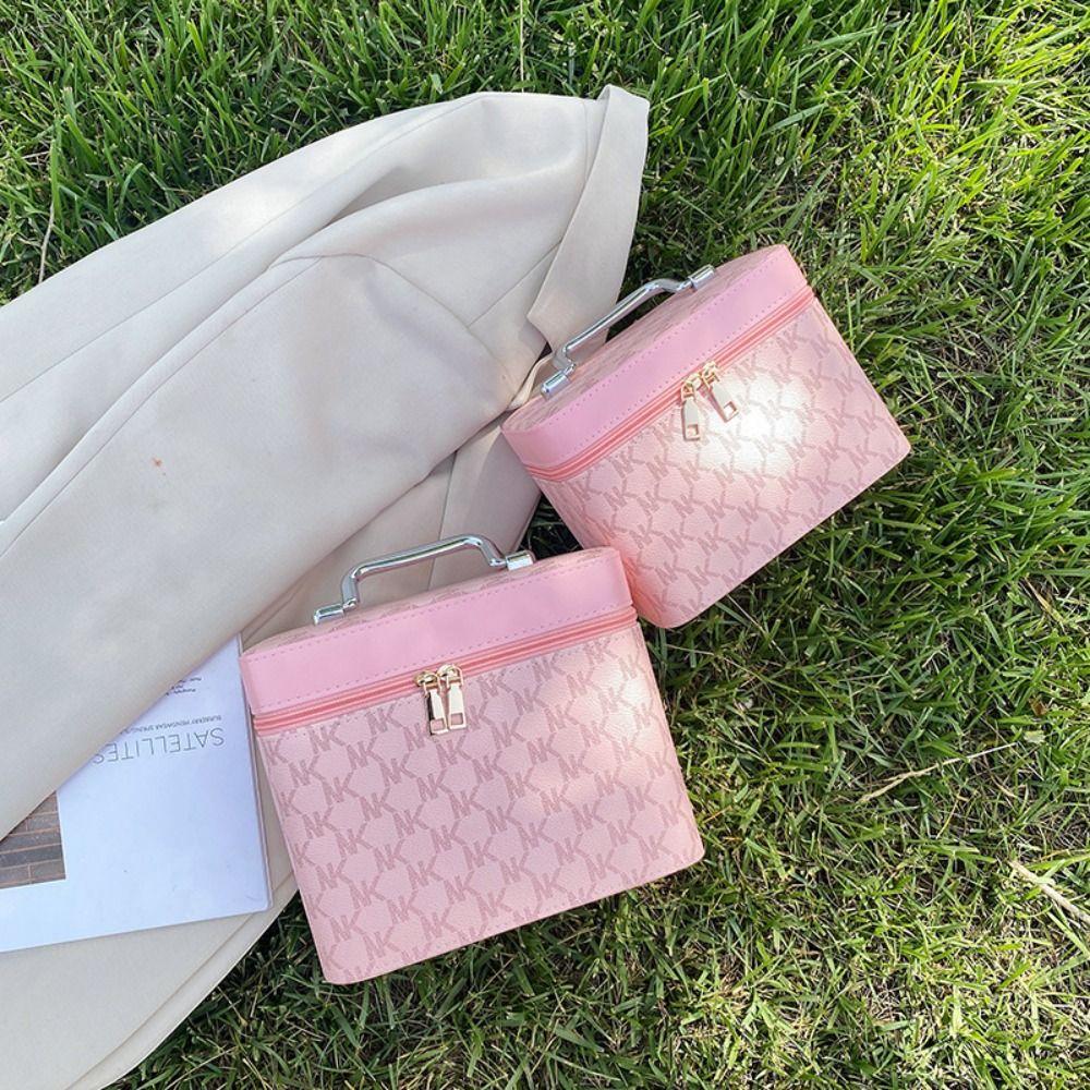 Módní vodotěsné kosmetické pouzdro Velkokapacitní cestovní kufr z PU kůže Čtvercový pevný obal na make-up pro ženy