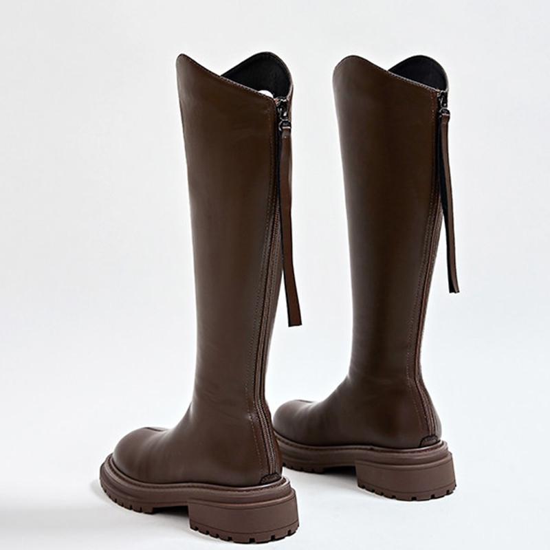 Winter New Heightening Knight Boots Thick Heel Retro Boots Women's Versatile Women's Shoes Plus Velvet Boots