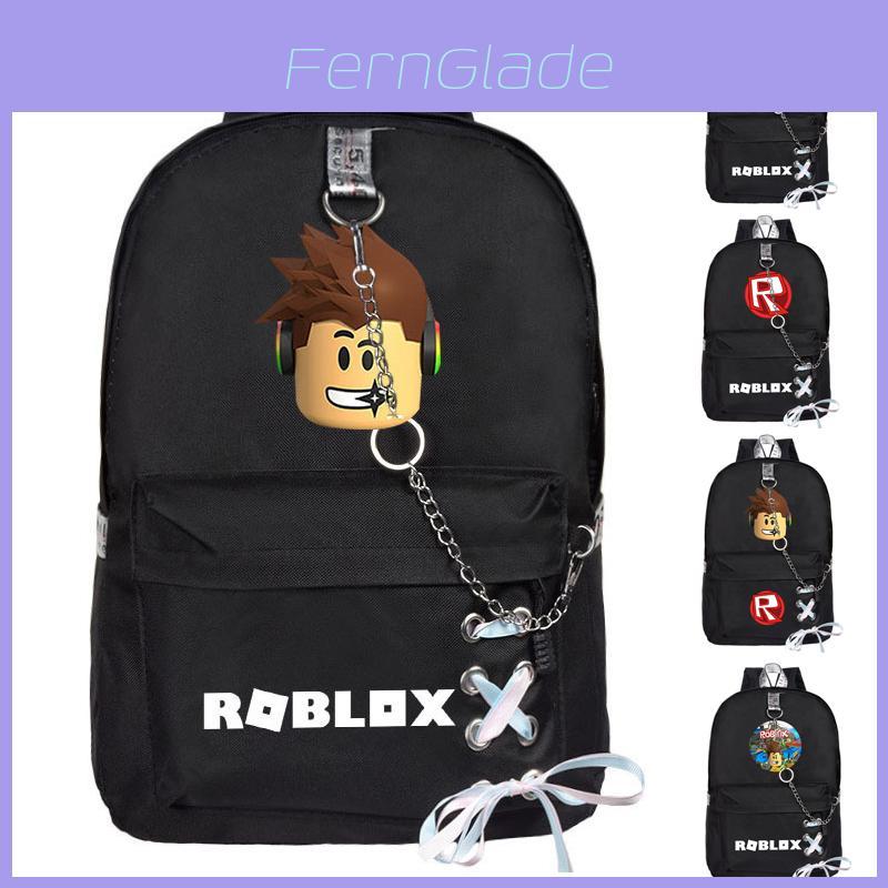 Mochila Roblox em Tecido Oxford Estampado Com Design Único de Corrente Para Estudantes
