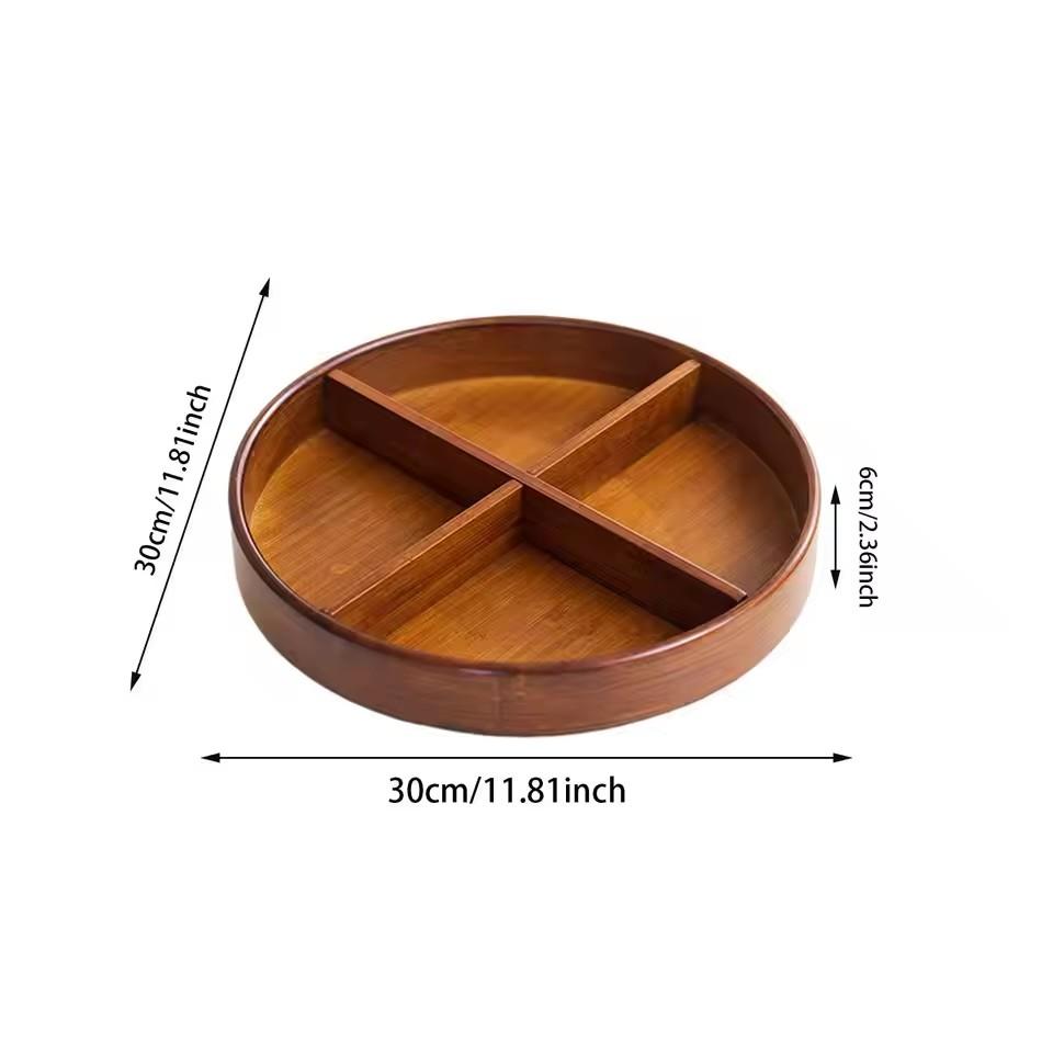 360° Drehbarer Aufbewahrungstablett Holz Lazy Susan Organizer Regal Arbeitsplatte Gewürzregal für Küche Snack Essen Öl Würzflasche