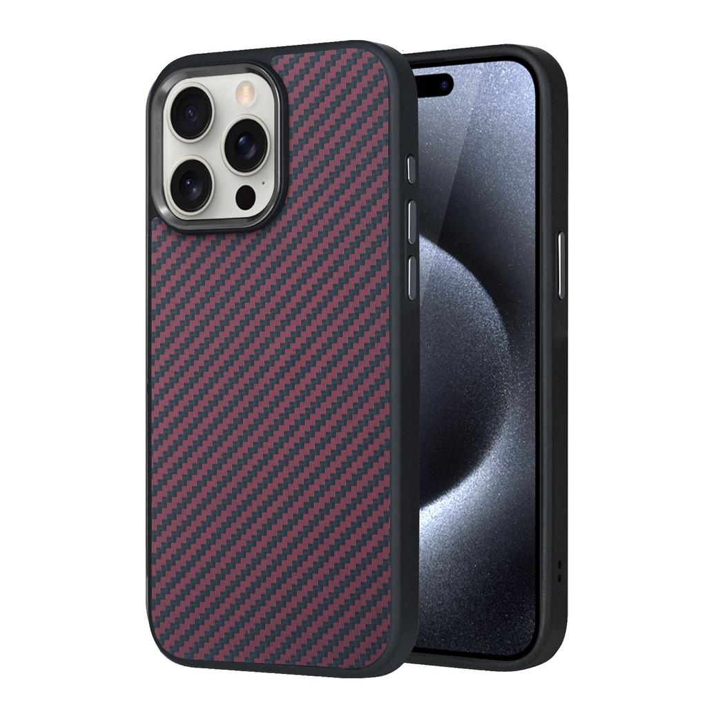 For Apple 15pro Carbon Fiber Magnetic Phone Case for IPhone1413 Mobile Phone Protective Case Light Luxury