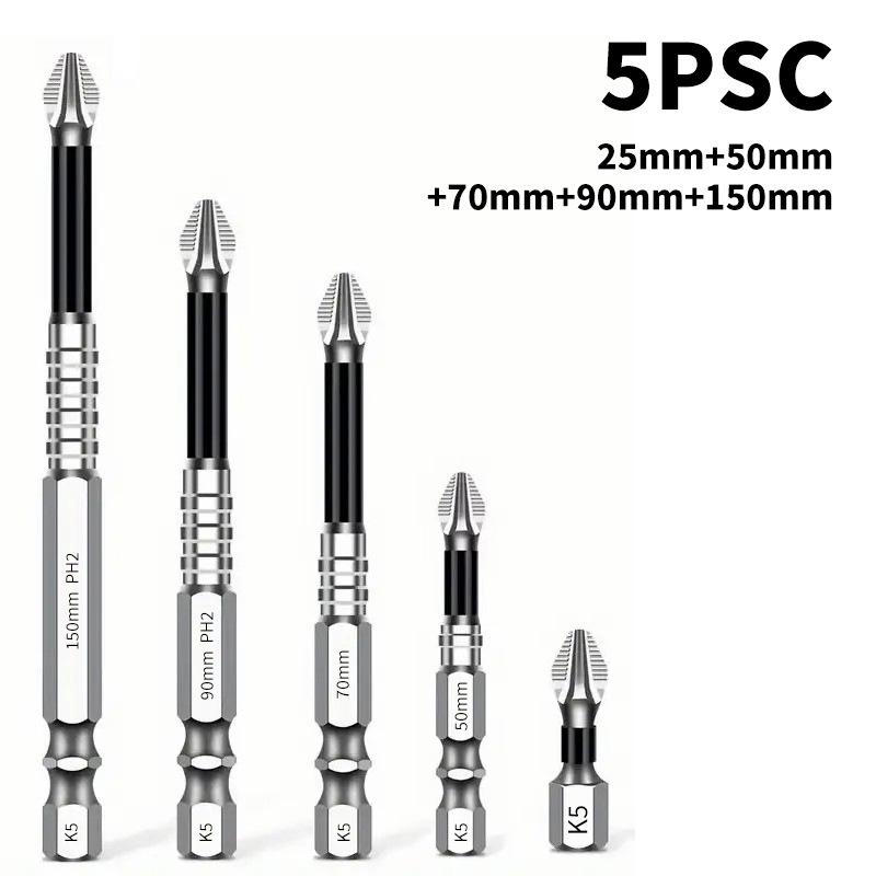 K5 Anti-Slip Shock-Resistant Phillips Screwdriver Bit Set - Strong Magnetic, High Hardness, High Torque.