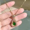 Hollow Emerald Gourd Pendant Micro-set Diamond Necklace - Chinese Style Light Luxury Necklace