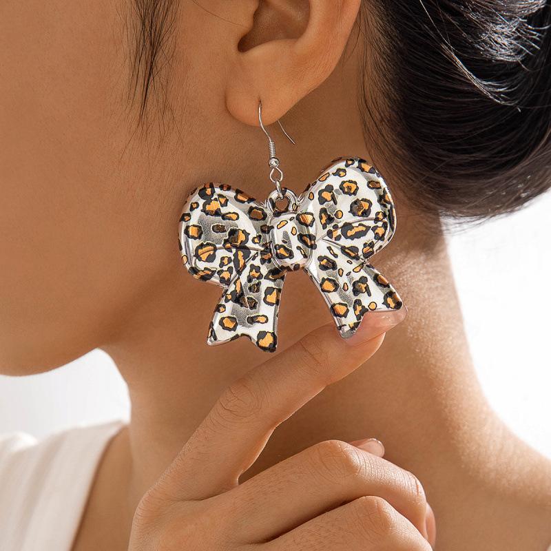 Leopard print CCB necklace, punk exaggerated retro bracelet, earrings, jewelry set.